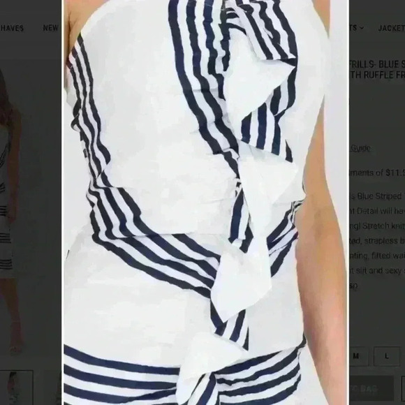NWT Striped Tube Midi Dress with Ruffle Front - Picture 6 of 6